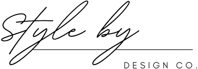 Elegant handwritten "Style by" script above minimalist "DESIGN CO." text, representing an interior design firm in Boise, Idaho with sophisticated typography on a white background.